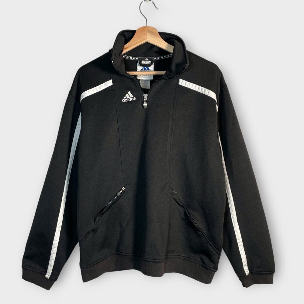 Vintage Y2K Adidas Soccer Pullover Jacket MEDIUM Pockets SEE ALL PHOTOS